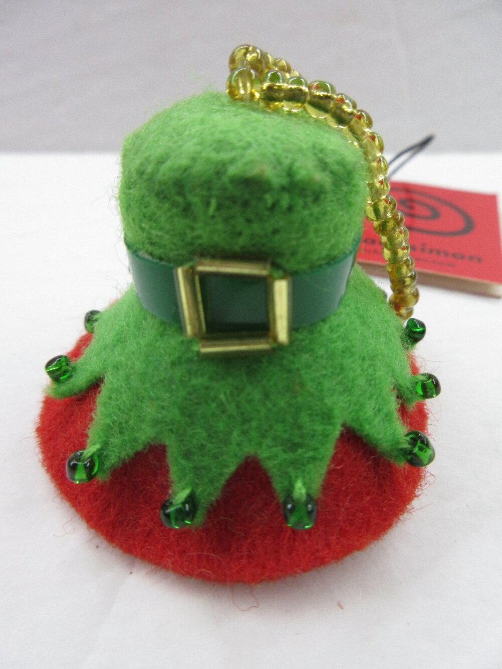 Michael Simon Mini Felt Elf Hat Christmas Ornament with Seed bead Hanger NWT